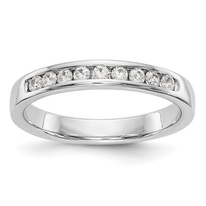 14k White Gold 9-Stone 1/3 carat Round Diamond Complete Channel Band