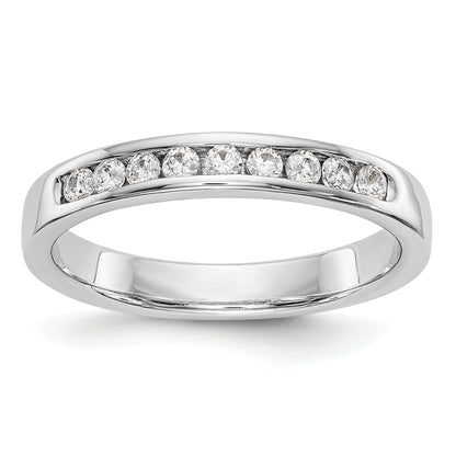 0.32ct. CZ Solid Real 14K White Gold 9-Stone Channel Wedding Band Ring