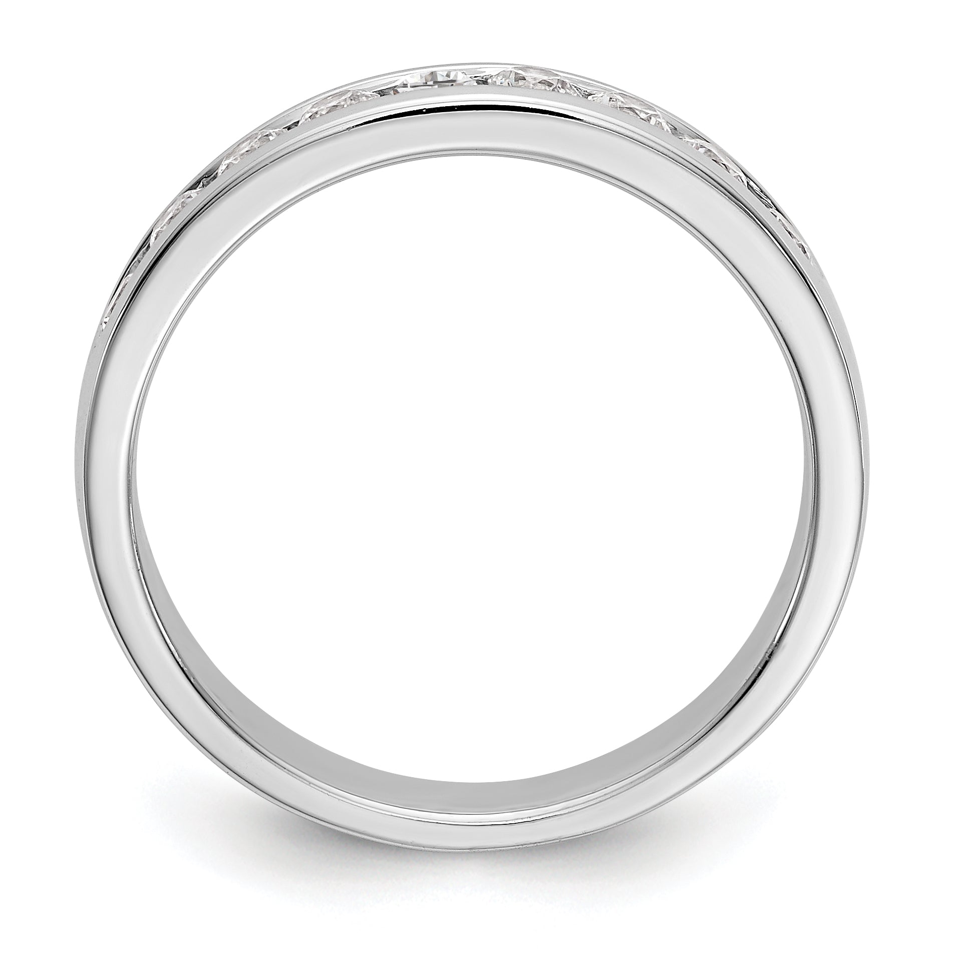 0.47ct. CZ Solid Real 14K White Gold 9-Stone Channel Wedding Band Ring