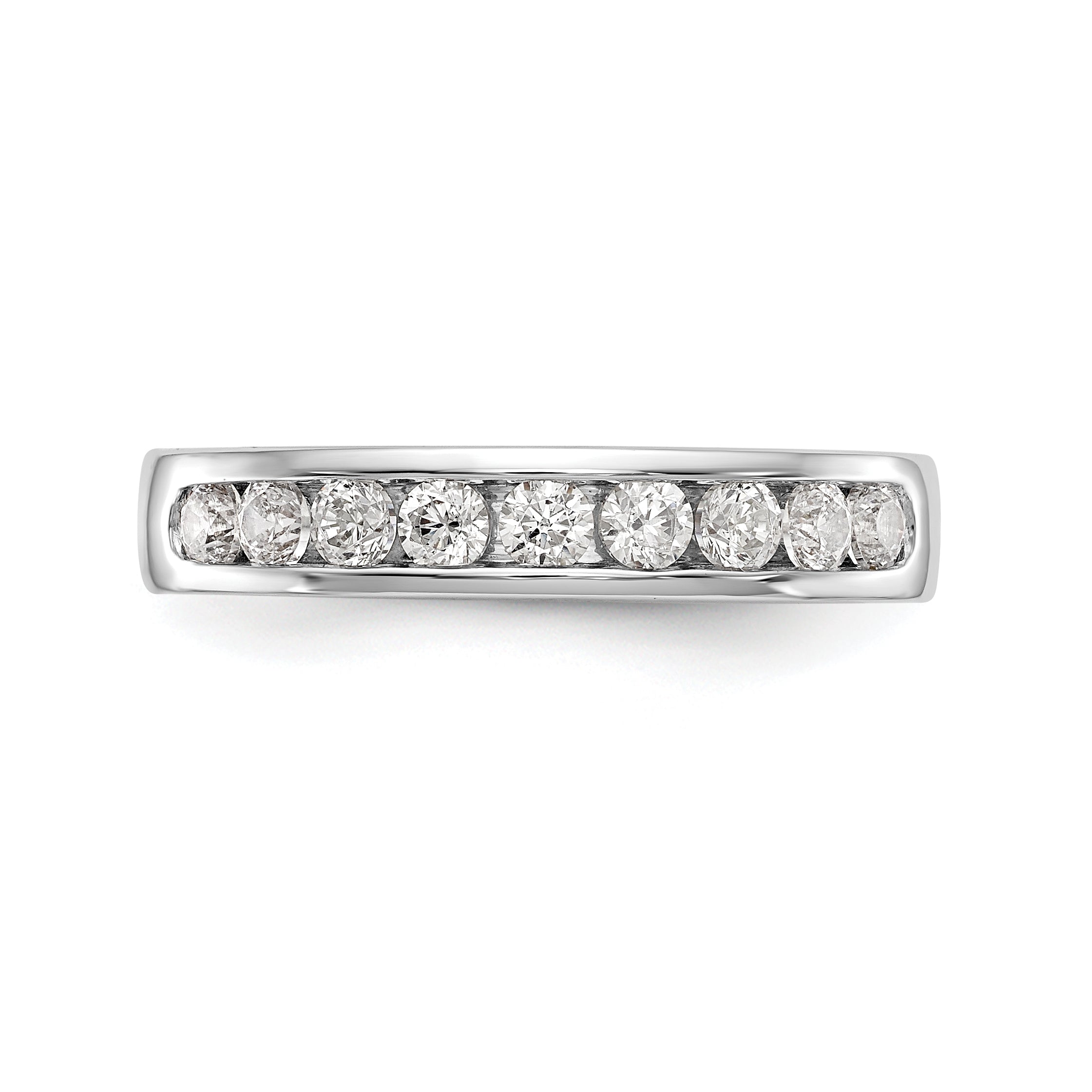 0.47ct. CZ Solid Real 14K White Gold 9-Stone Channel Wedding Band Ring