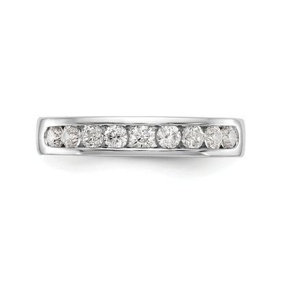 0.47ct. CZ Solid Real 14K White Gold 9-Stone Channel Wedding Band Ring