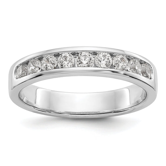 0.47ct. CZ Solid Real 14K White Gold 9-Stone Channel Wedding Band Ring
