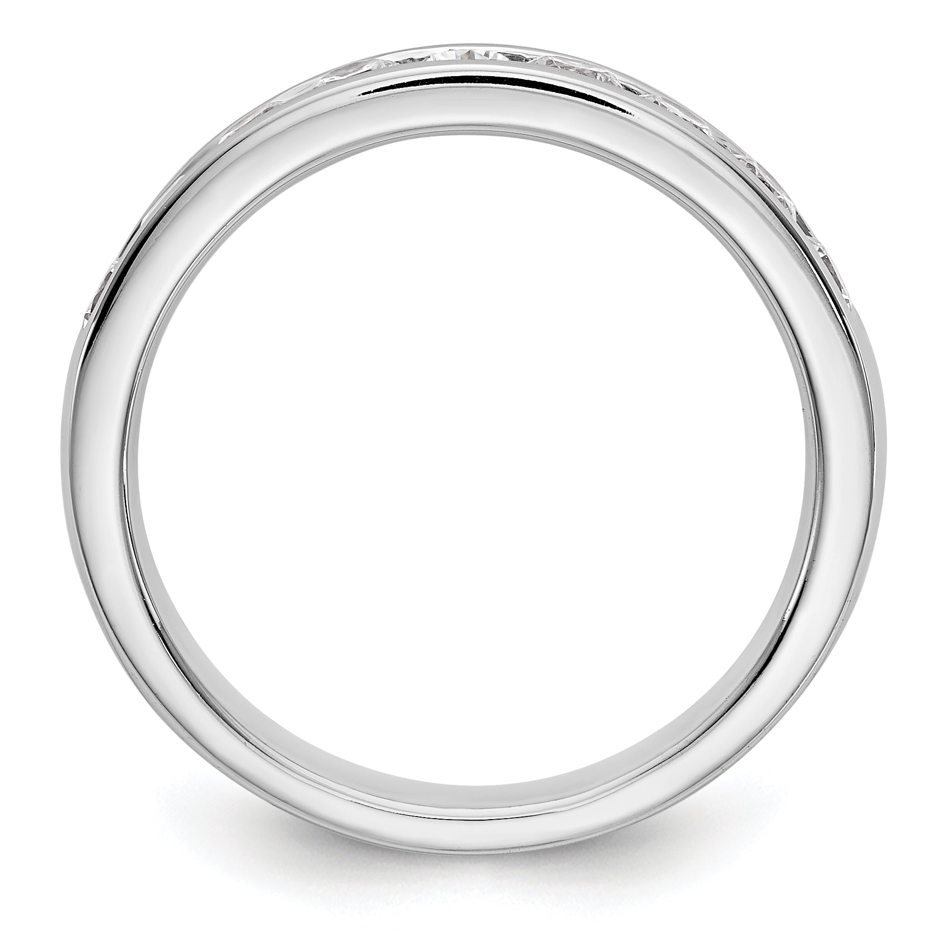 0.71ct. CZ Solid Real 14K White Gold 9-2.7mm Stone Wedding Band Ring