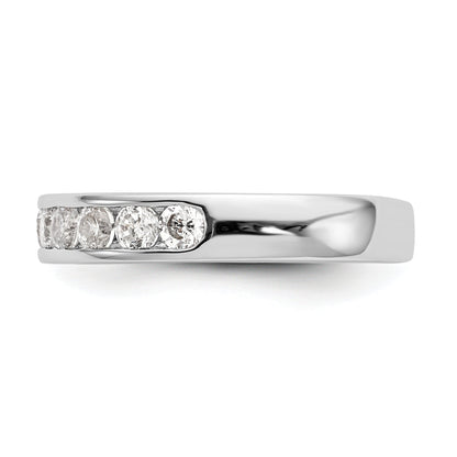 0.71ct. CZ Solid Real 14K White Gold 9-2.7mm Stone Wedding Band Ring