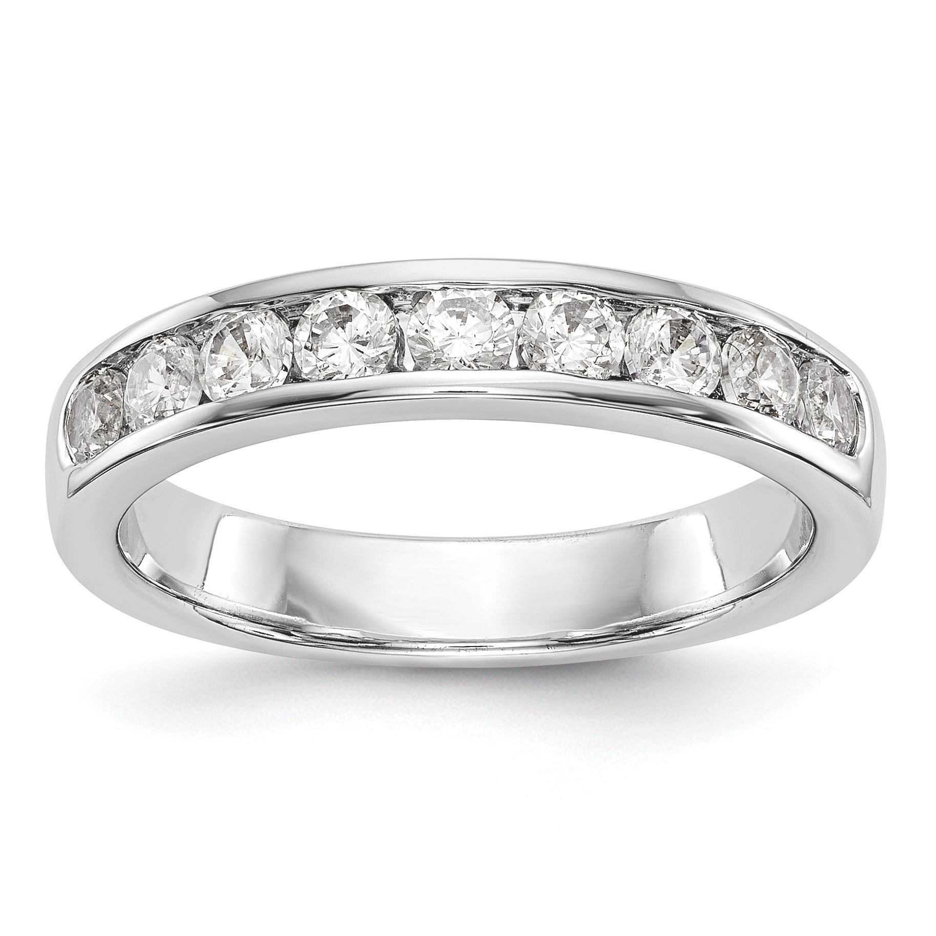 0.71ct. CZ Solid Real 14K White Gold 9-2.7mm Stone Wedding Band Ring