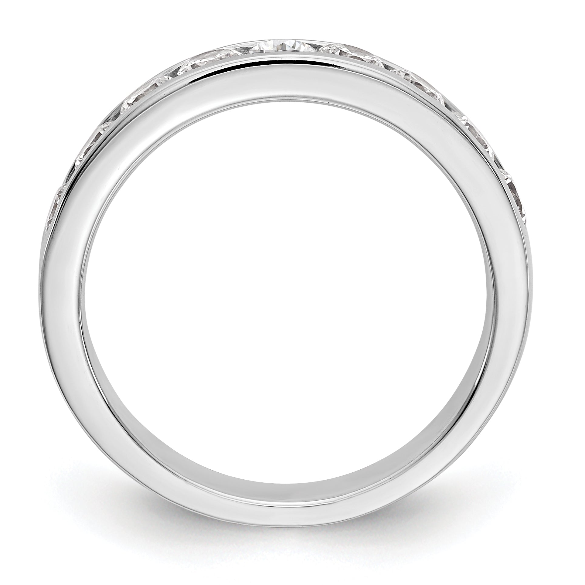 0.93ct. CZ Solid Real 14K White Gold 9-Stone Channel Wedding Band Ring