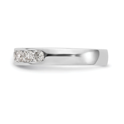 0.93ct. CZ Solid Real 14K White Gold 9-Stone Channel Wedding Band Ring