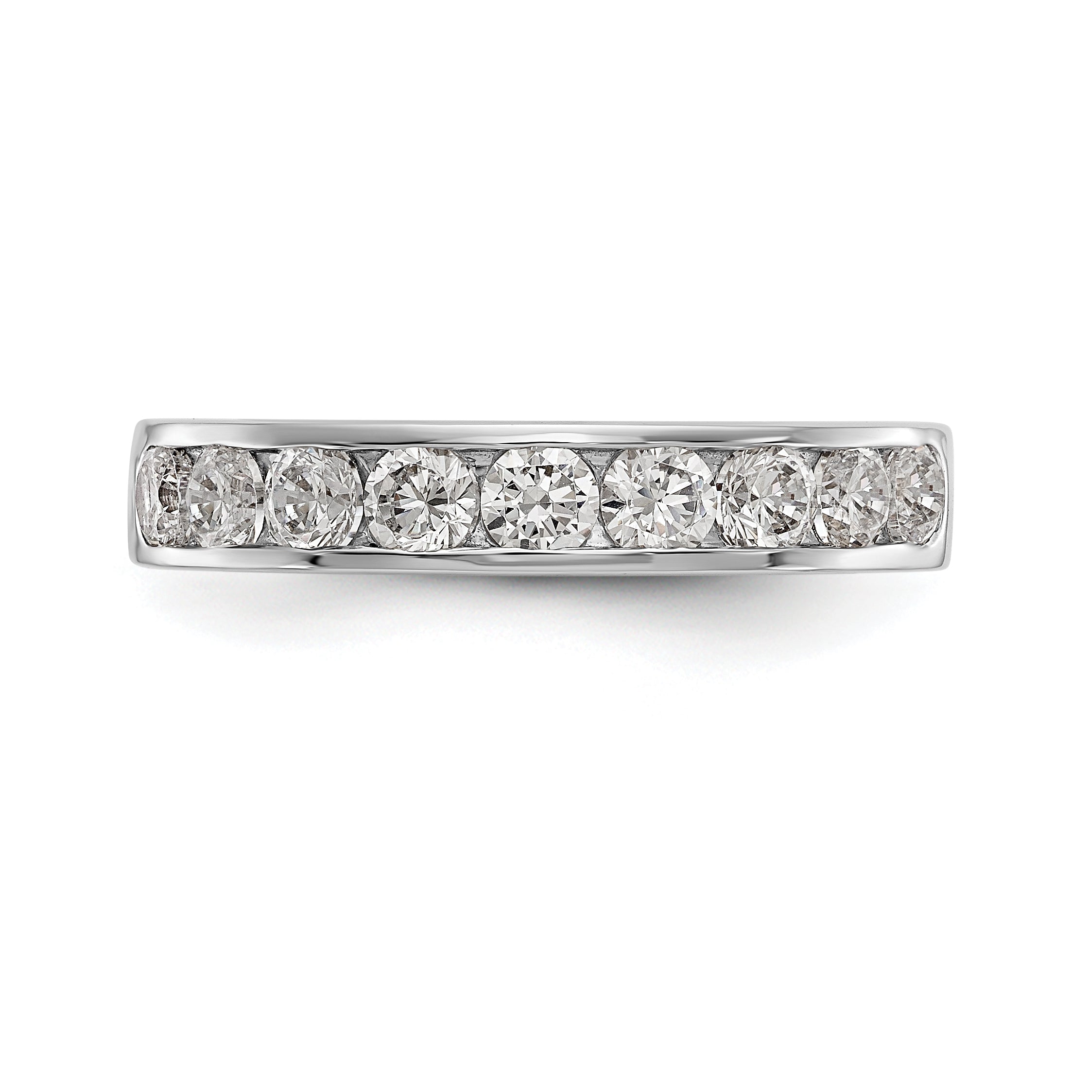 0.93ct. CZ Solid Real 14K White Gold 9-Stone Channel Wedding Band Ring