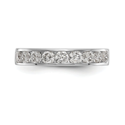 0.93ct. CZ Solid Real 14K White Gold 9-Stone Channel Wedding Band Ring