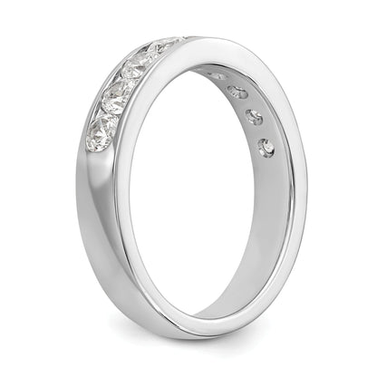 0.93ct. CZ Solid Real 14K White Gold 9-Stone Channel Wedding Band Ring