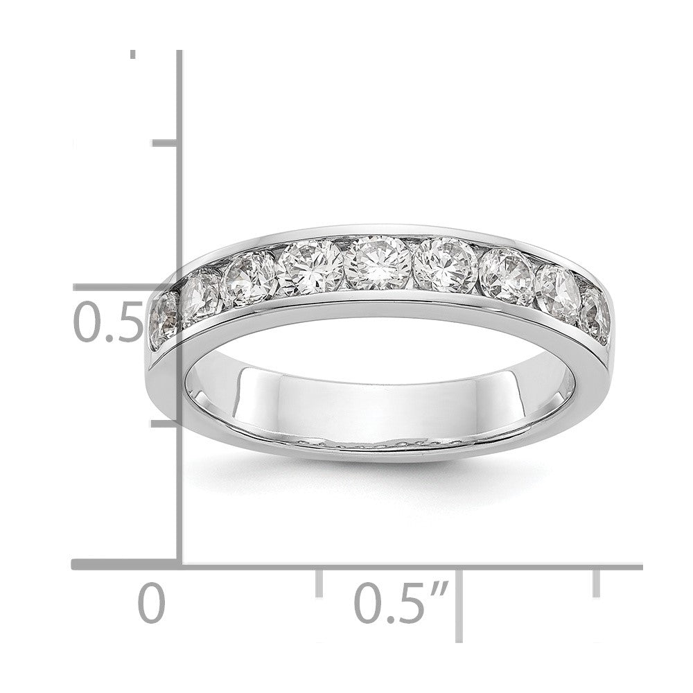 14K White Gold 9-Stone Real Diamond Channel Band