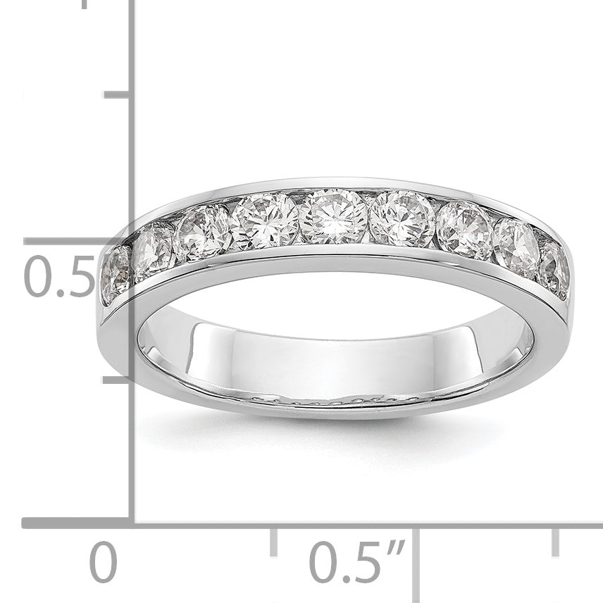 0.93ct. CZ Solid Real 14K White Gold 9-3mm Stone Channel Wedding Band Ring