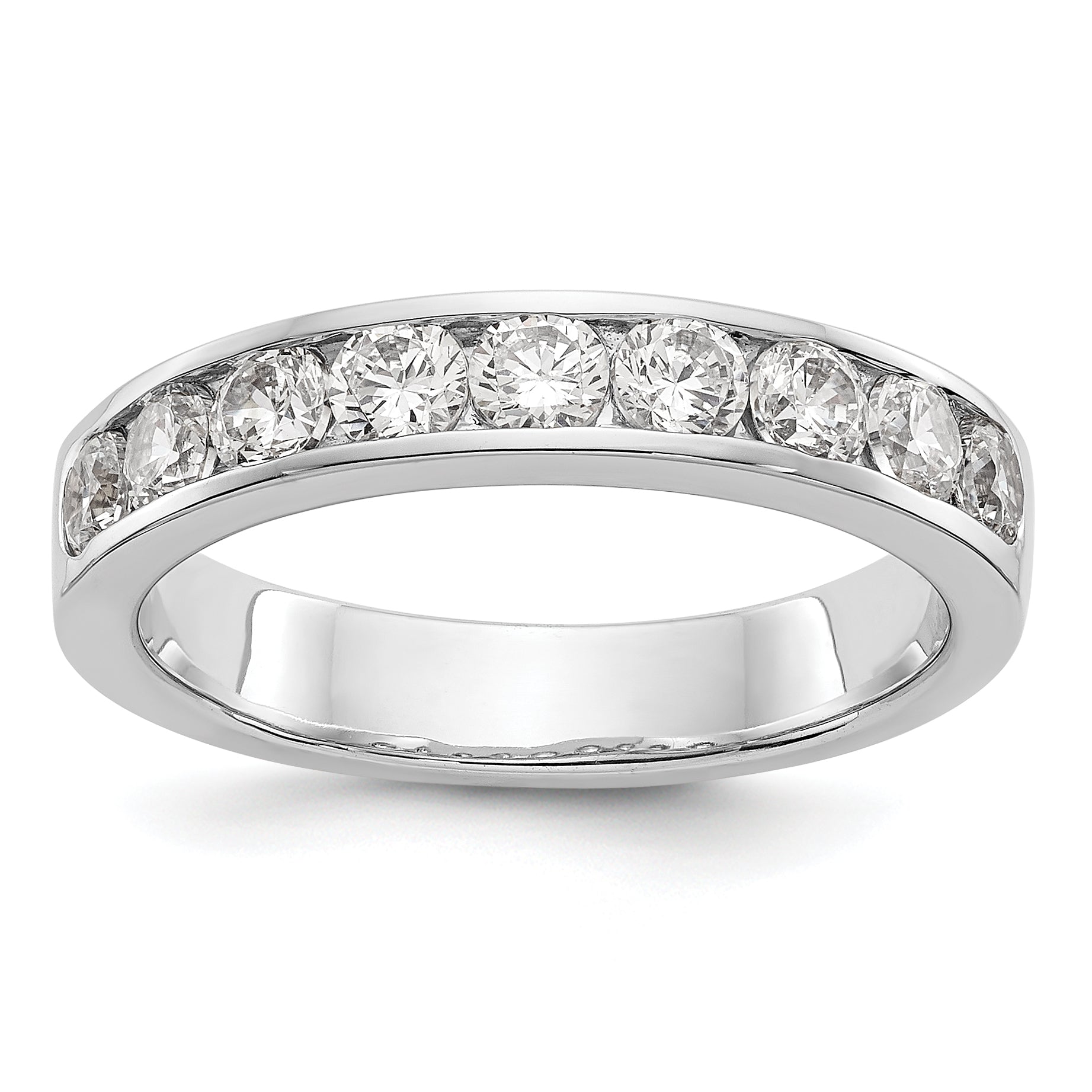 0.93ct. CZ Solid Real 14K White Gold 9-3mm Stone Channel Wedding Band Ring