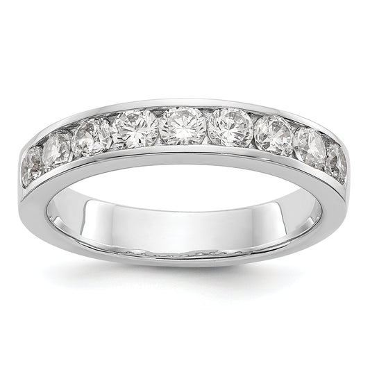 0.93ct. CZ Solid Real 14K White Gold 9-Stone Channel Wedding Band Ring