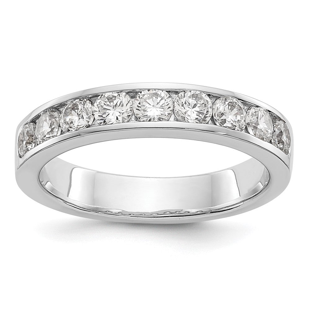 14K White Gold 9-Stone Real Diamond Channel Band