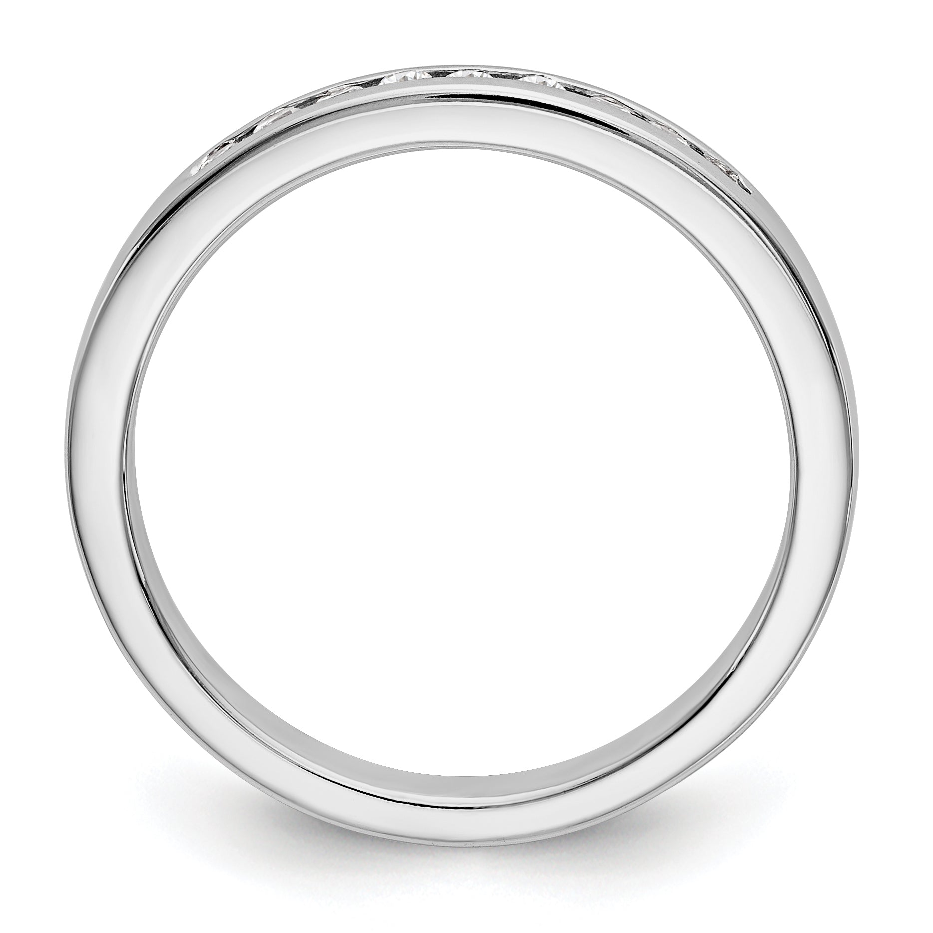 0.15ct. CZ Solid Real 14K White Gold 9-1.6mm Stone Channel Wedding Band Ring