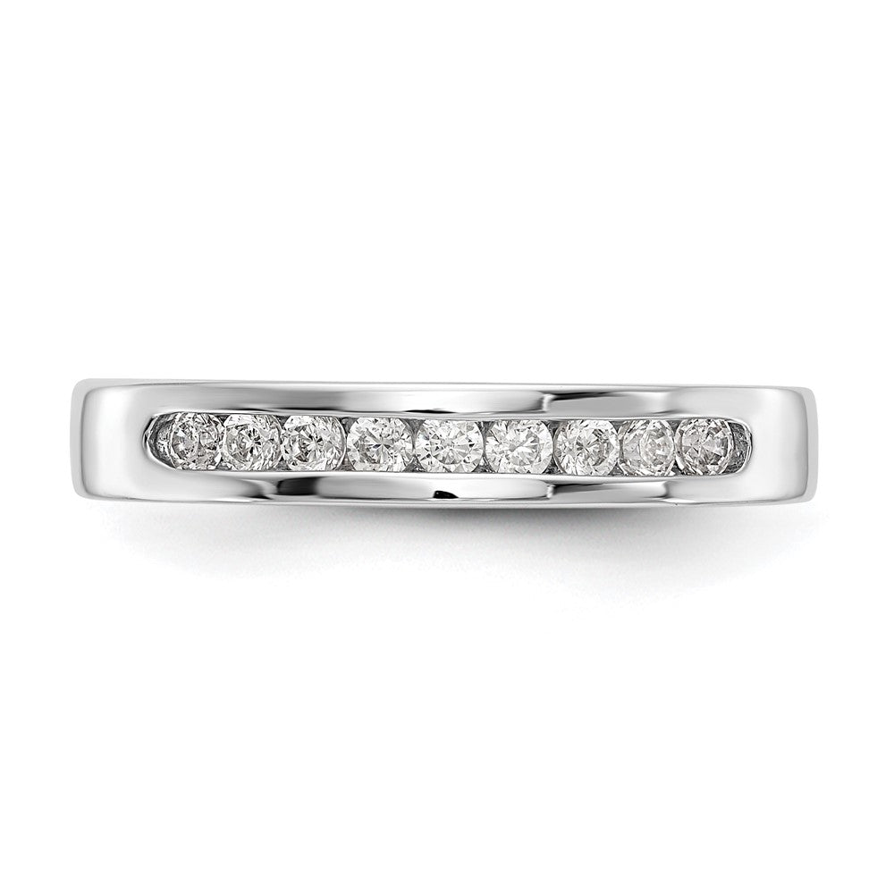 14K White Gold 9-Stone Real Diamond Channel Band
