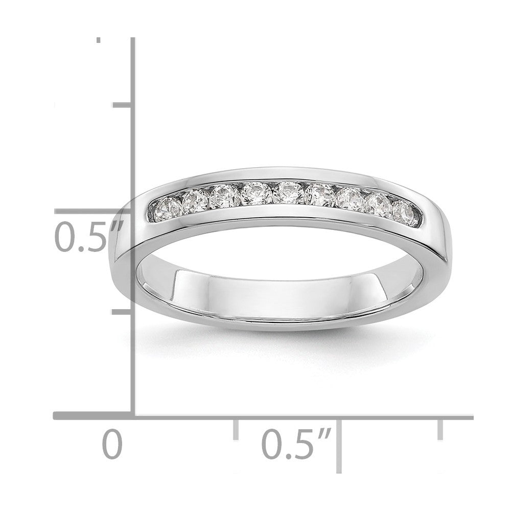 14K White Gold 9-Stone Real Diamond Channel Band