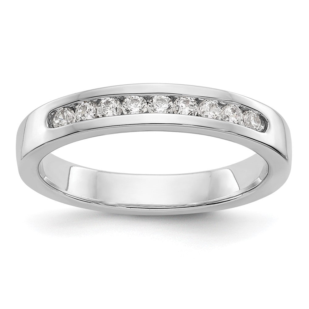 14K White Gold 9-Stone Real Diamond Channel Band