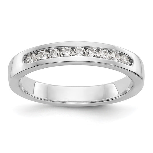 14K White Gold 9-Stone Real Diamond Channel Band