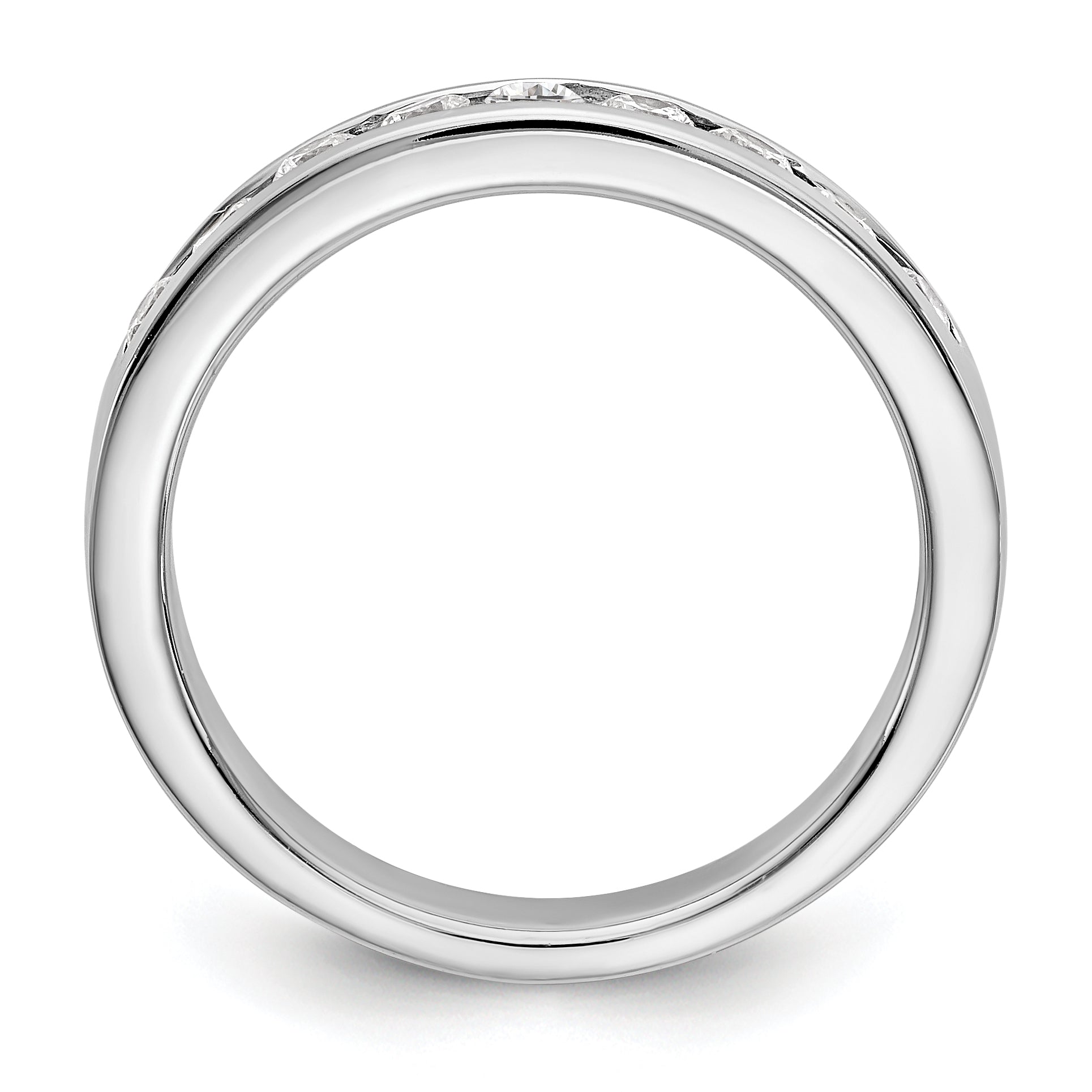 0.45ct. CZ Solid Real 14K White Gold 9-2.3mm Stone  Channel Wedding Band Ring