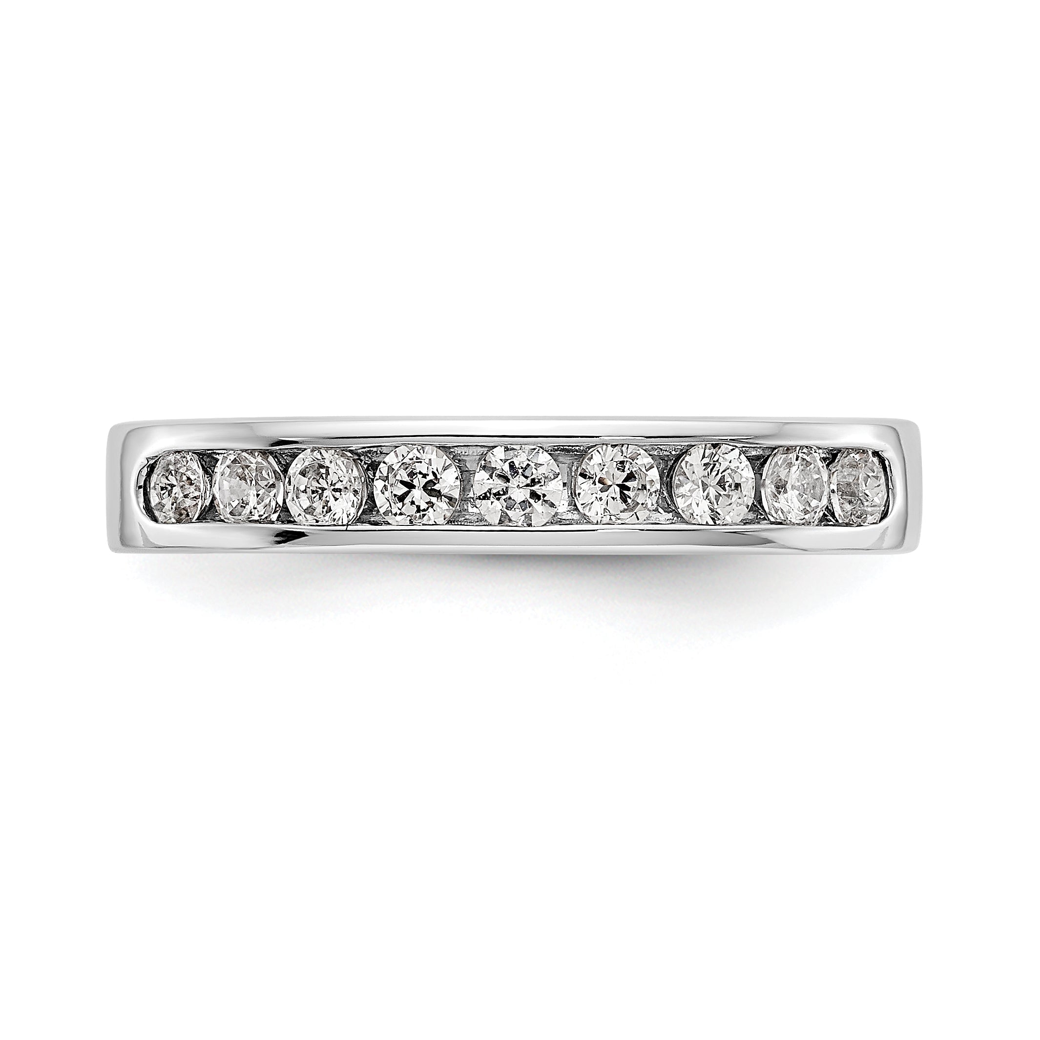 0.45ct. CZ Solid Real 14K White Gold 9-2.3mm Stone  Channel Wedding Band Ring