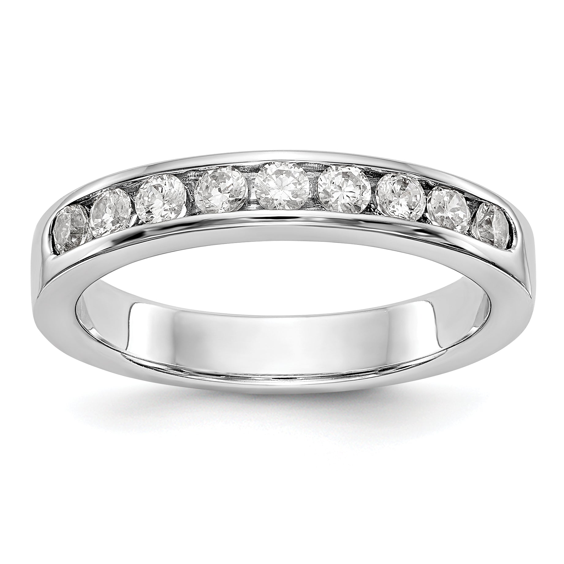 0.45ct. CZ Solid Real 14K White Gold 9-2.3mm Stone  Channel Wedding Band Ring