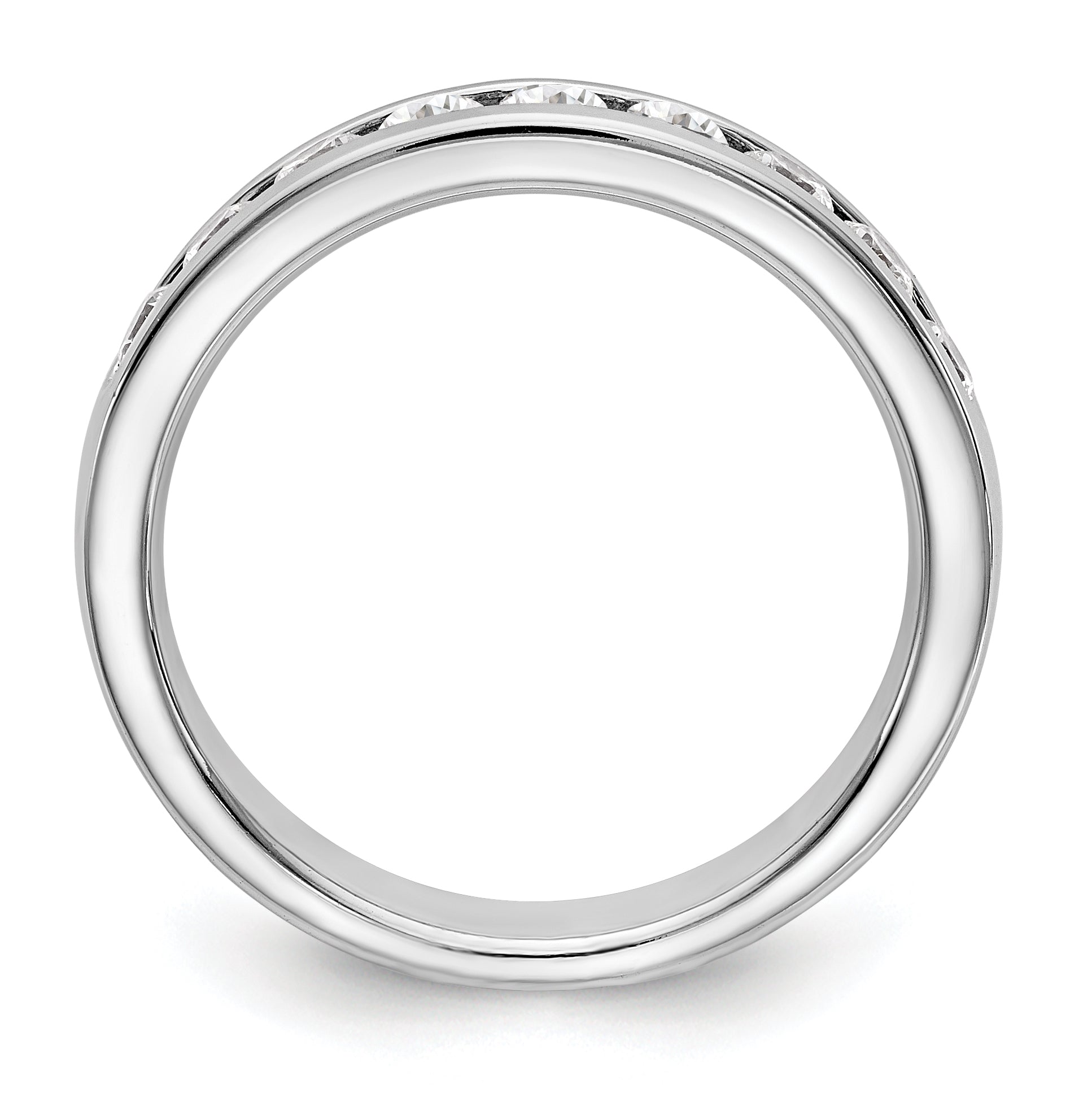 0.53ct. CZ Solid Real 14K White Gold 9-Stone Channel Wedding Band Ring