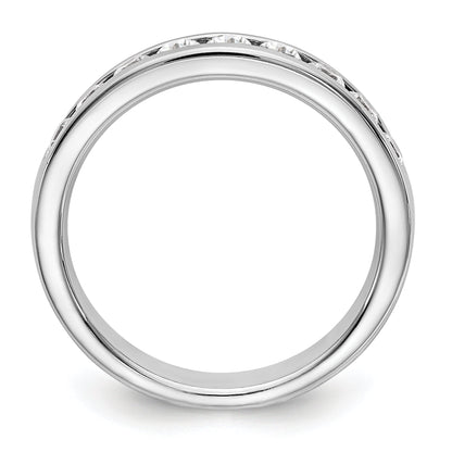 0.53ct. CZ Solid Real 14K White Gold 9-Stone Channel Wedding Band Ring