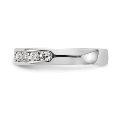 0.53ct. CZ Solid Real 14K White Gold 9-Stone Channel Wedding Band Ring