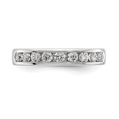 0.53ct. CZ Solid Real 14K White Gold 9-Stone Channel Wedding Band Ring