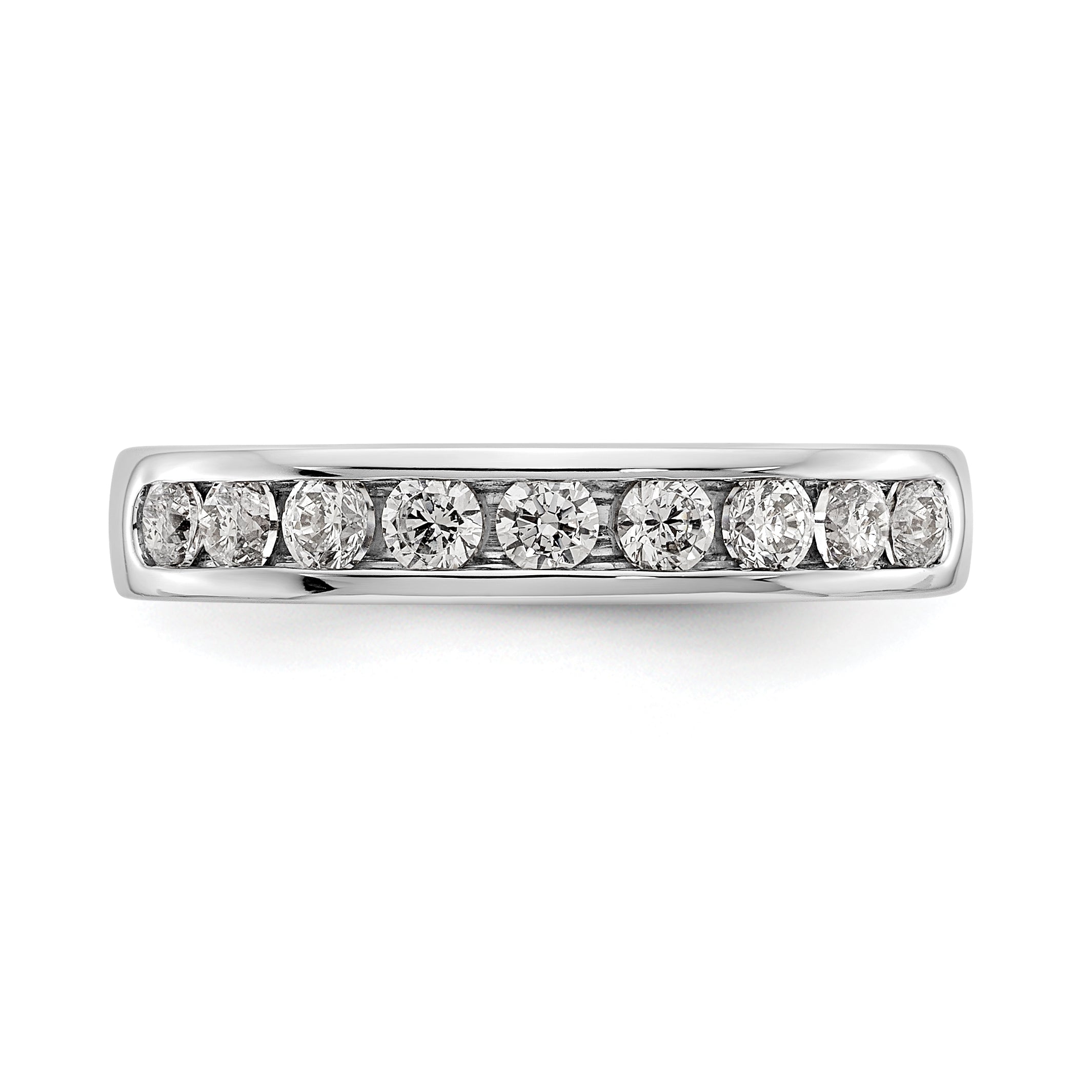 0.53ct. CZ Solid Real 14K White Gold 9-2.5mm Stone Channel Wedding Band Ring