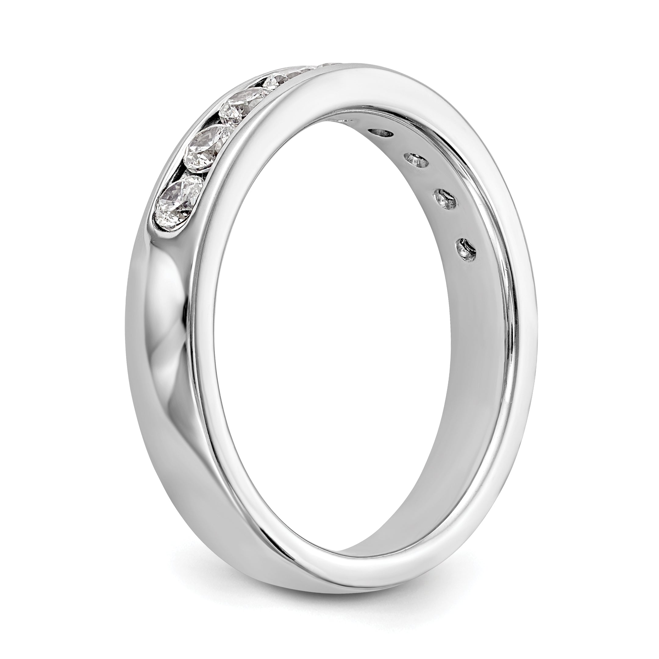 0.53ct. CZ Solid Real 14K White Gold 9-Stone Channel Wedding Band Ring