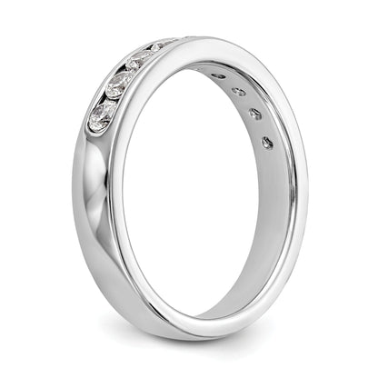 0.53ct. CZ Solid Real 14K White Gold 9-Stone Channel Wedding Band Ring