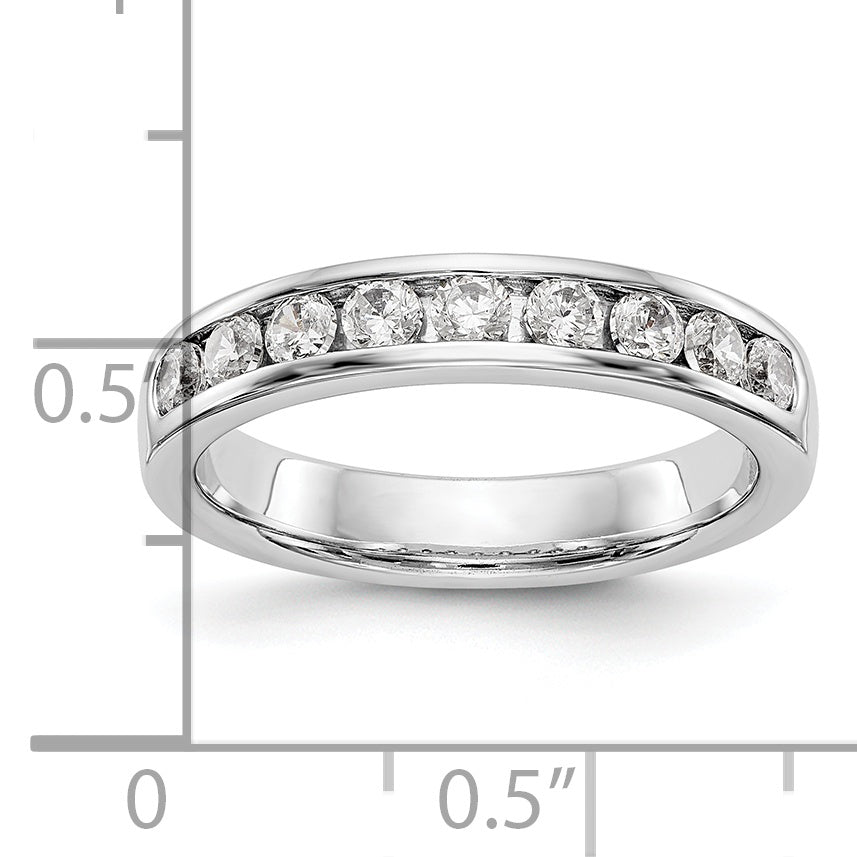 0.53ct. CZ Solid Real 14K White Gold 9-2.5mm Stone Channel Wedding Band Ring