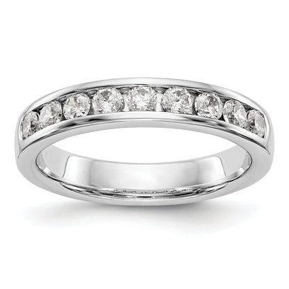 0.53ct. CZ Solid Real 14K White Gold 9-Stone Channel Wedding Band Ring
