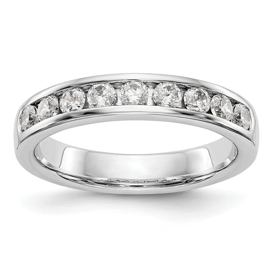 0.53ct. CZ Solid Real 14K White Gold 9-Stone Channel Wedding Band Ring
