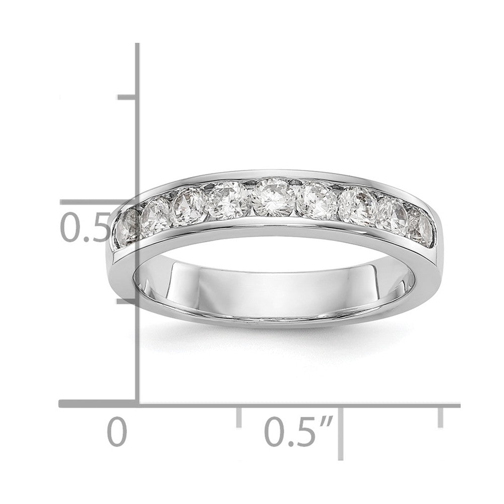 14K White Gold 9-Stone Real Diamond Channel Band