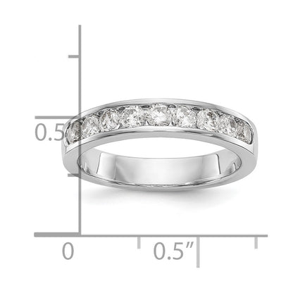 14K White Gold 9-Stone Real Diamond Channel Band