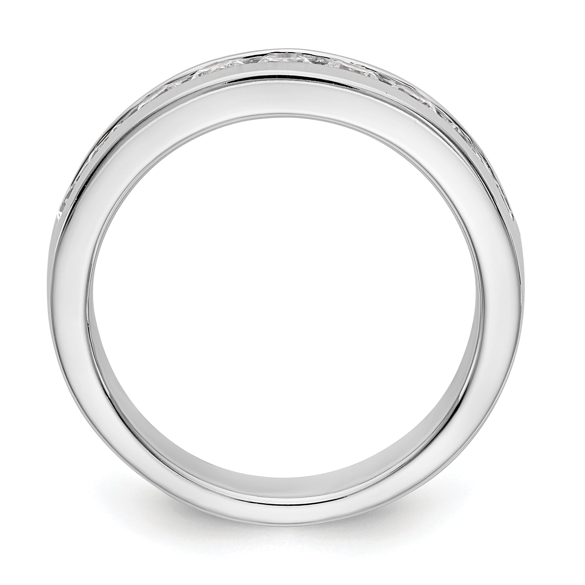 0.84ct. CZ Solid Real 14K White Gold 9-Stone Channel Wedding Band Ring
