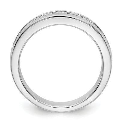 0.84ct. CZ Solid Real 14K White Gold 9-Stone Channel Wedding Band Ring