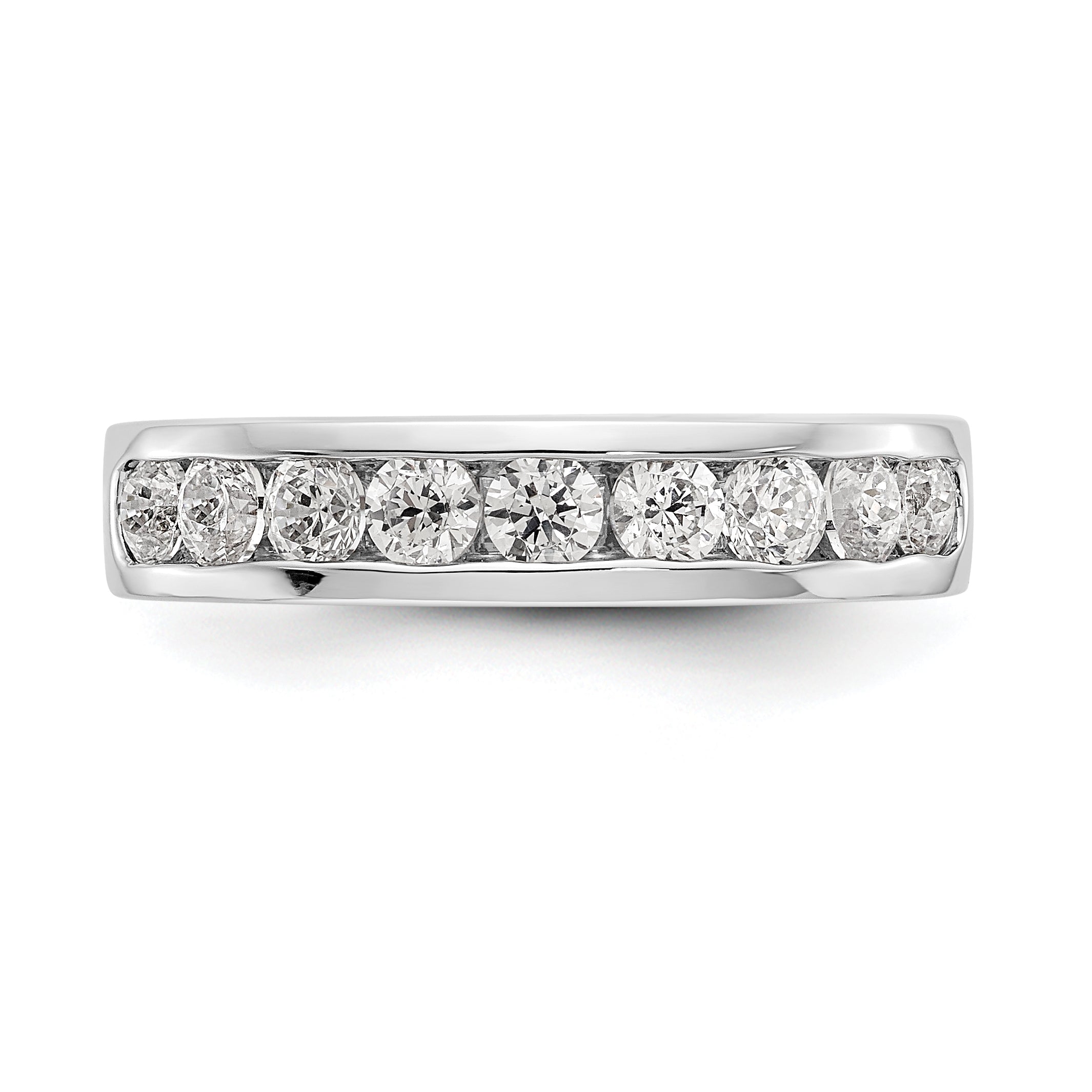 0.84ct. CZ Solid Real 14K White Gold 9-2.9mm Stone Channel Wedding Band Ring