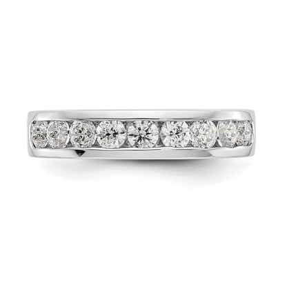 0.84ct. CZ Solid Real 14K White Gold 9-Stone Channel Wedding Band Ring