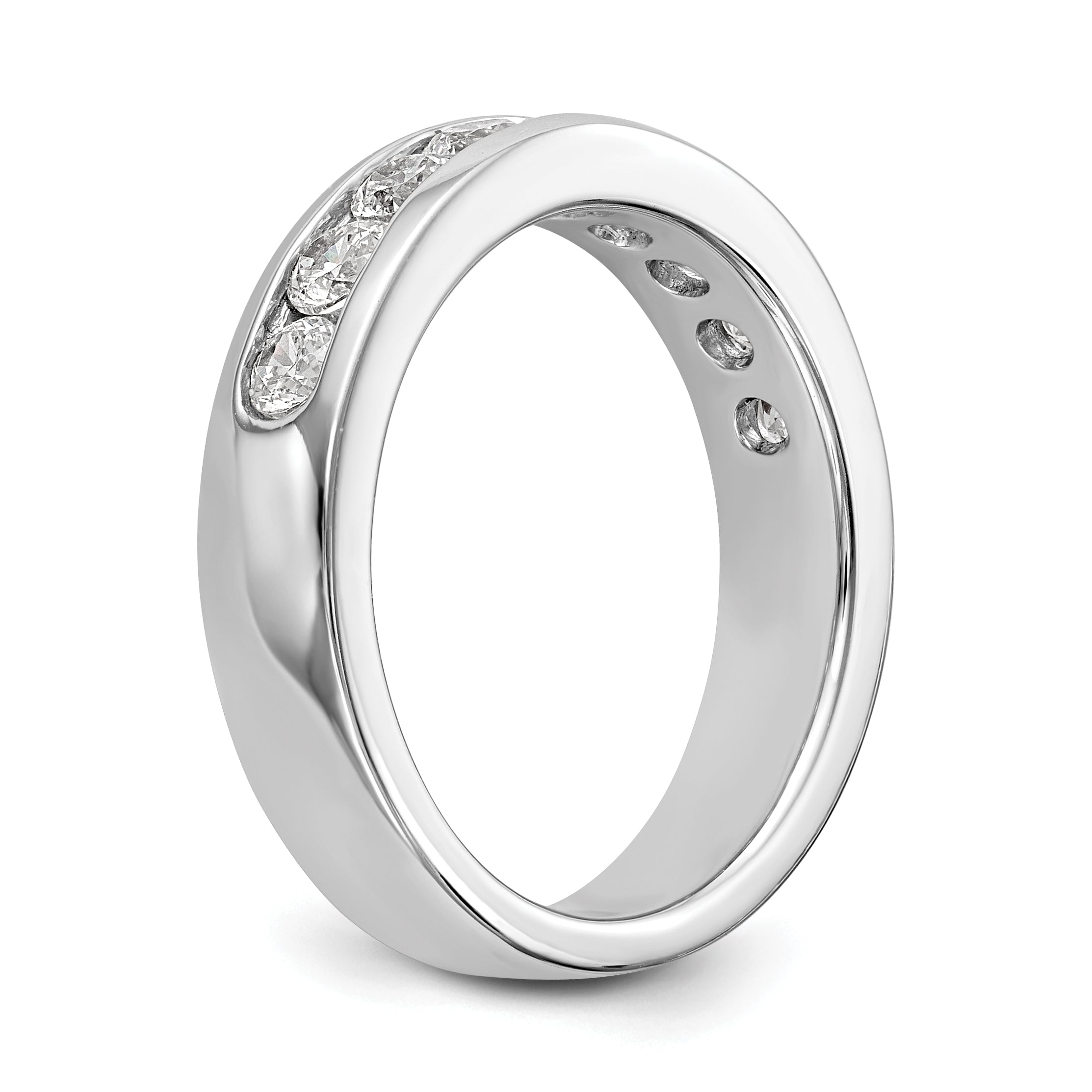 0.84ct. CZ Solid Real 14K White Gold 9-Stone Channel Wedding Band Ring