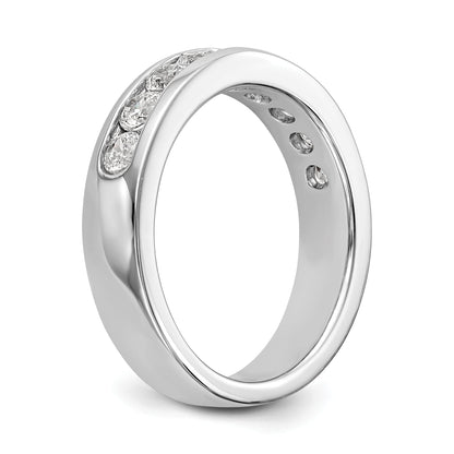 0.84ct. CZ Solid Real 14K White Gold 9-Stone Channel Wedding Band Ring