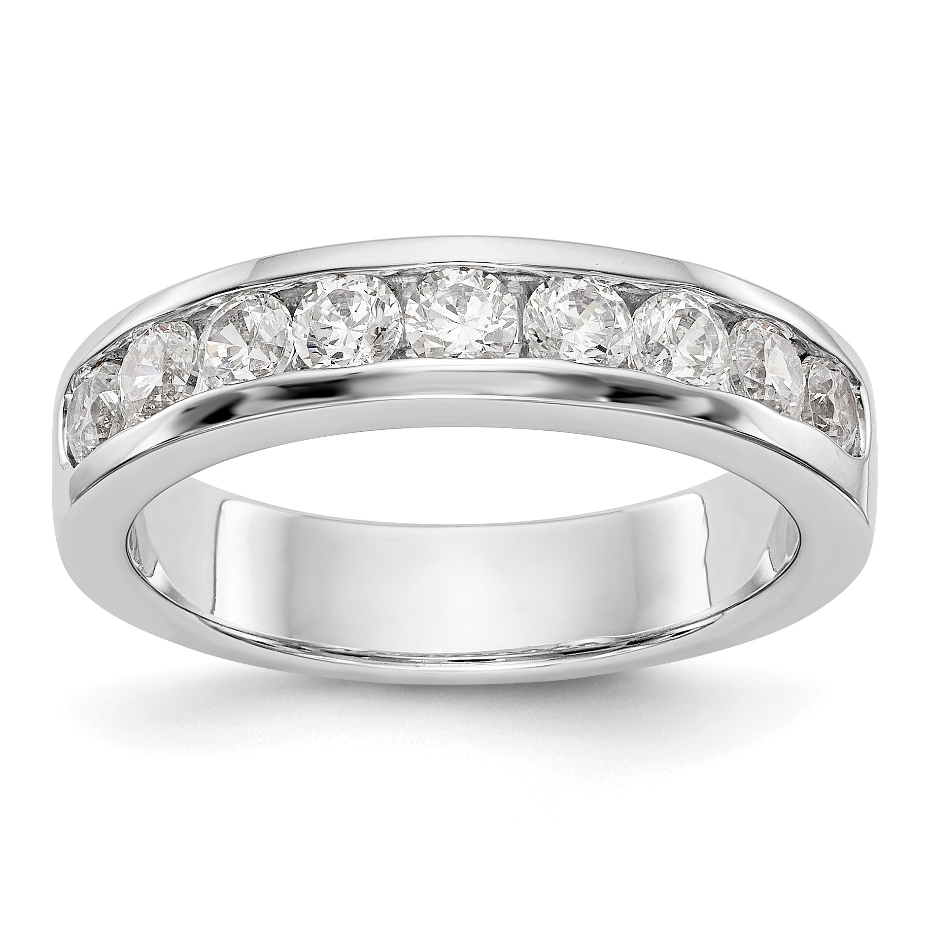 0.84ct. CZ Solid Real 14K White Gold 9-2.9mm Stone Channel Wedding Band Ring