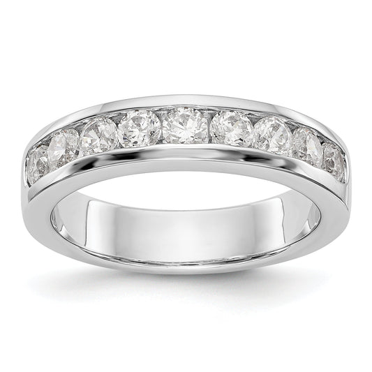 0.84ct. CZ Solid Real 14K White Gold 9-Stone Channel Wedding Band Ring