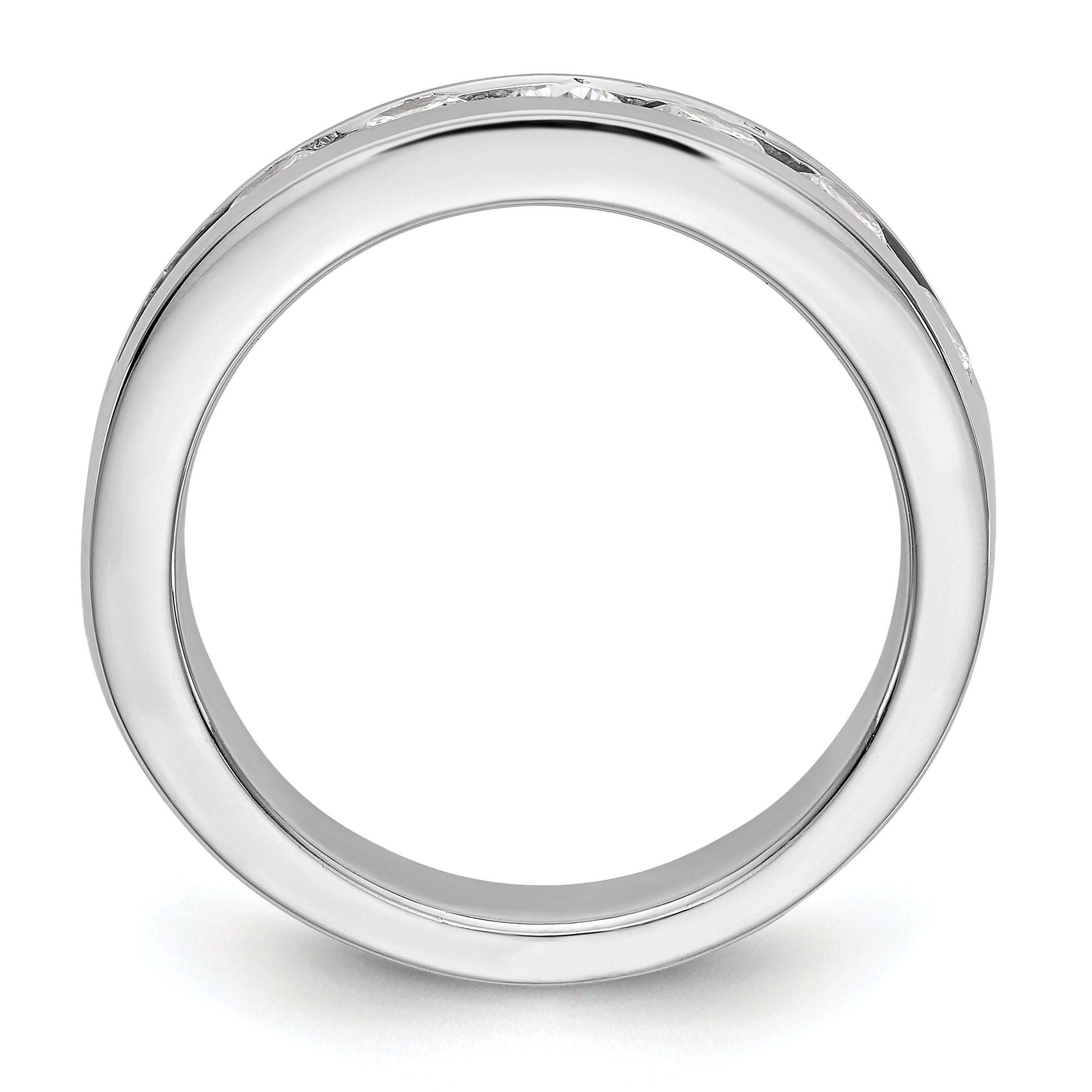 1.35ct. CZ Solid Real 14K White Gold 9-3.4mm Stone Channel Wedding Band Ring