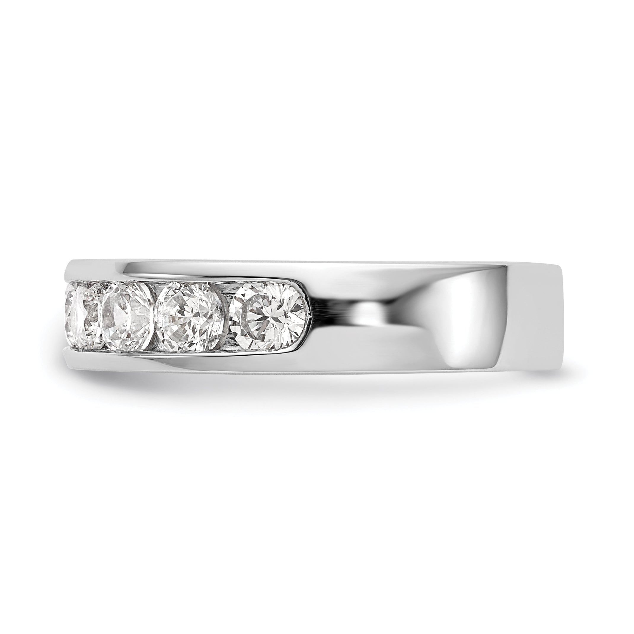 1.35ct. CZ Solid Real 14K White Gold 9-3.4mm Stone Channel Wedding Band Ring