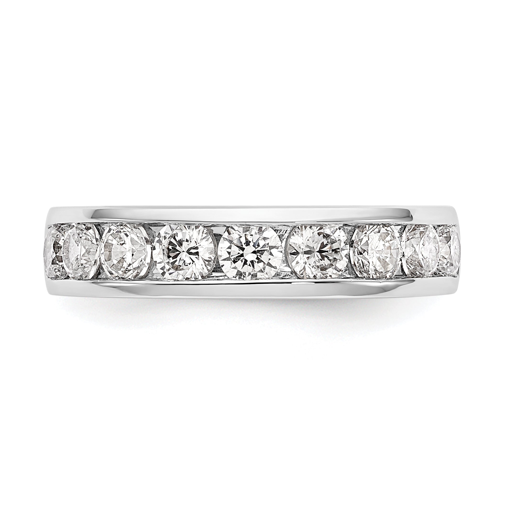 1.35ct. CZ Solid Real 14K White Gold 9-Stone Channel Wedding Band Ring